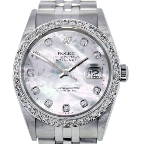 Rolex pearl face with diamonds